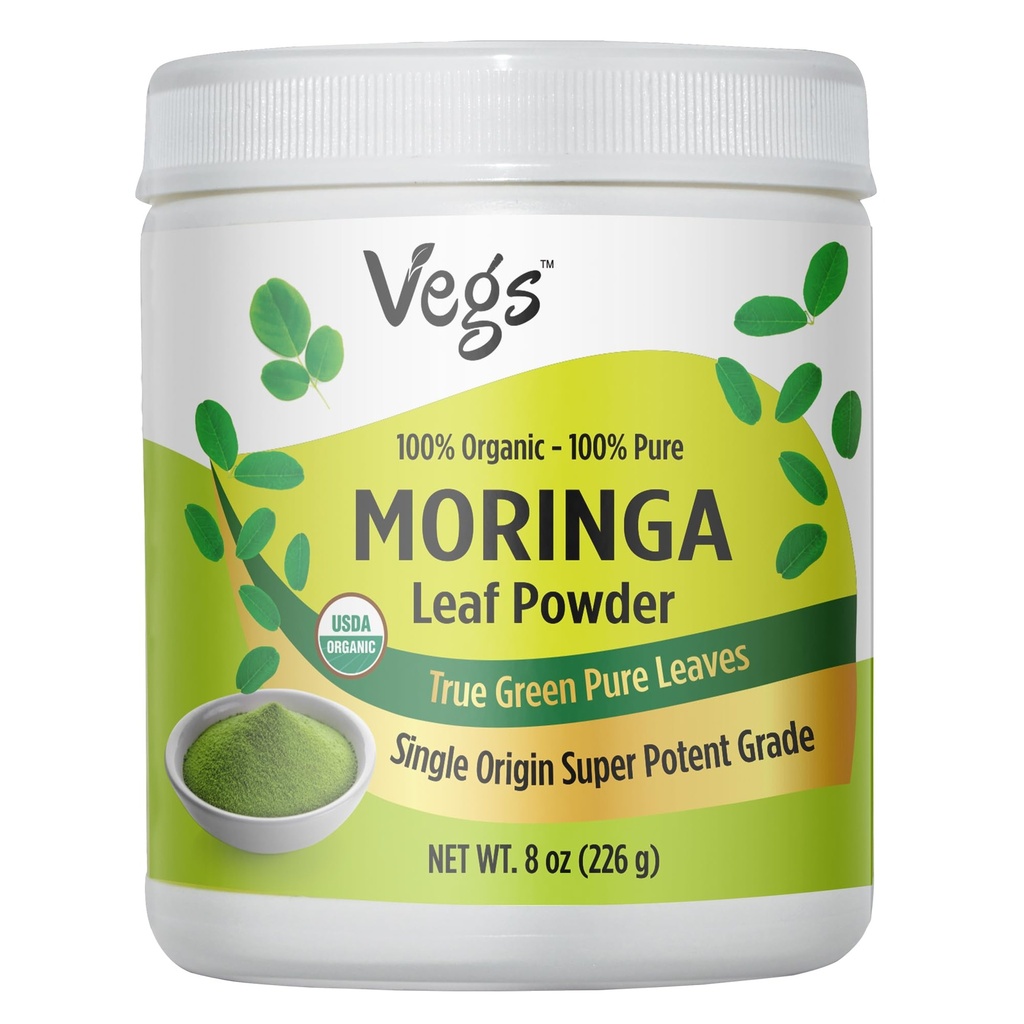 Moringa Powder, Real Green Freeze Kuivattu Moringa lehdet Organic, Rich antioksidantteja, Aminohapot ja ravintoaineet Dense - Native Single Origin, Premium Harvest Moringa Oleifera Leaf Powder, 8 oz