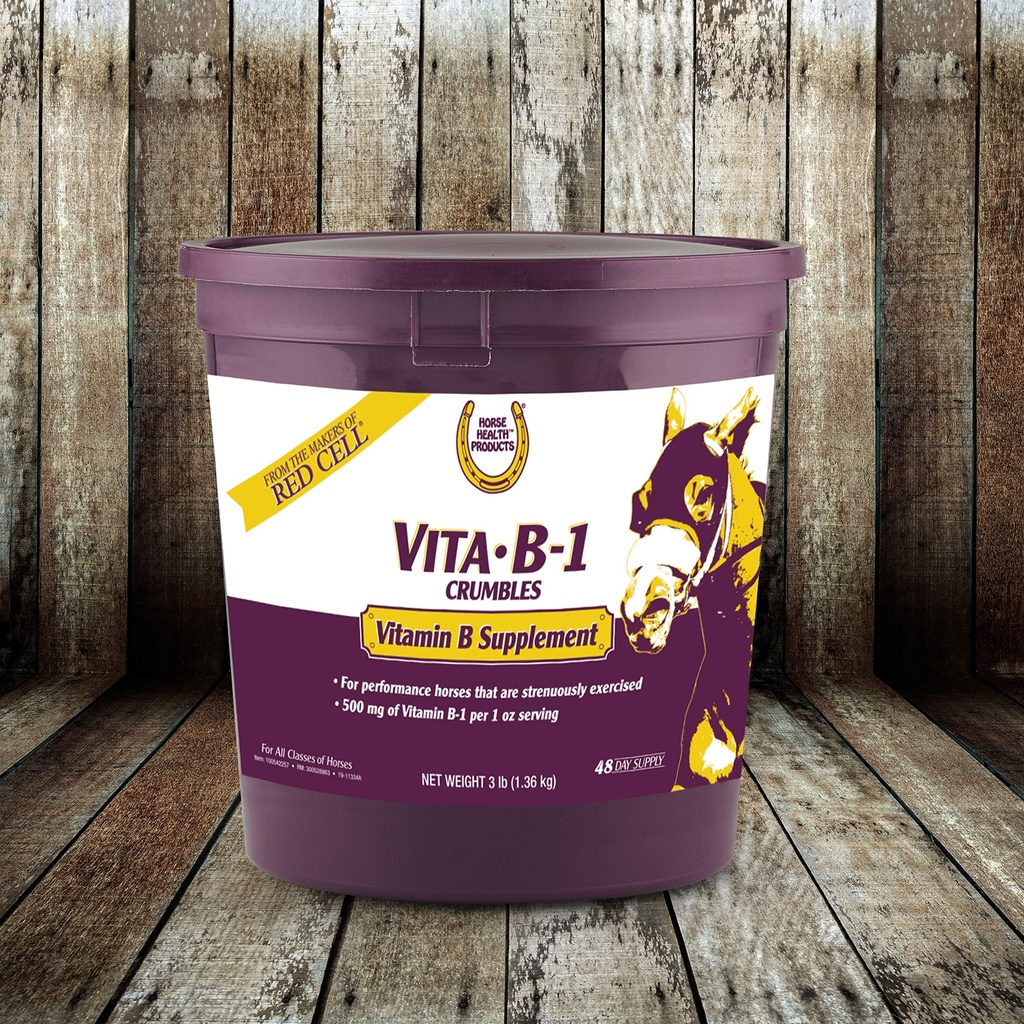 Farnam Horse Health Vita B-1 Crumbles Supplement för hästar, Stöder optimal muskelaktivitet och metabolism för prestanda, 3 pund, 48 dagars leverans