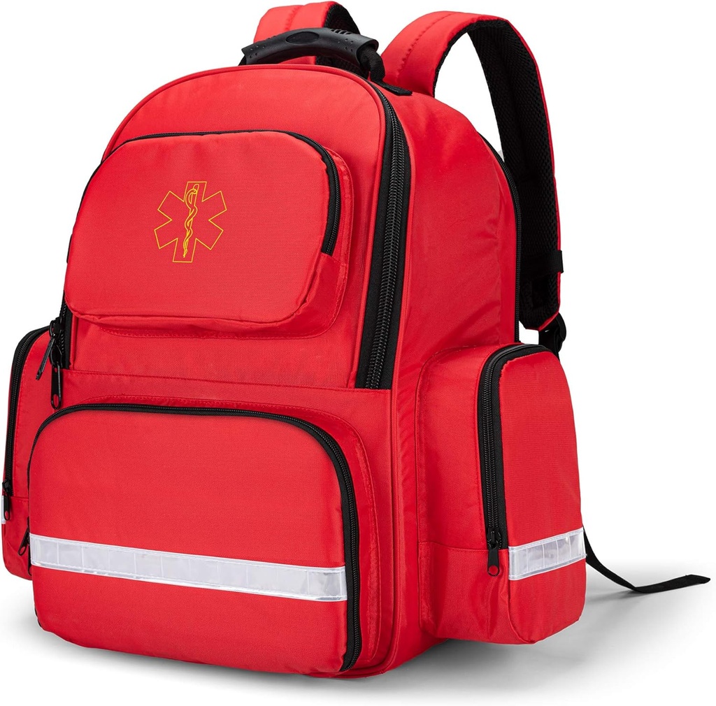 Trunab First Responder Bag Trauma Backpack Empty, Medical Emergency Kits Storage Jump Bag Pack för EMT, EMS, Polis, Brandmän, säkerhetsansvariga - Patented Design Red