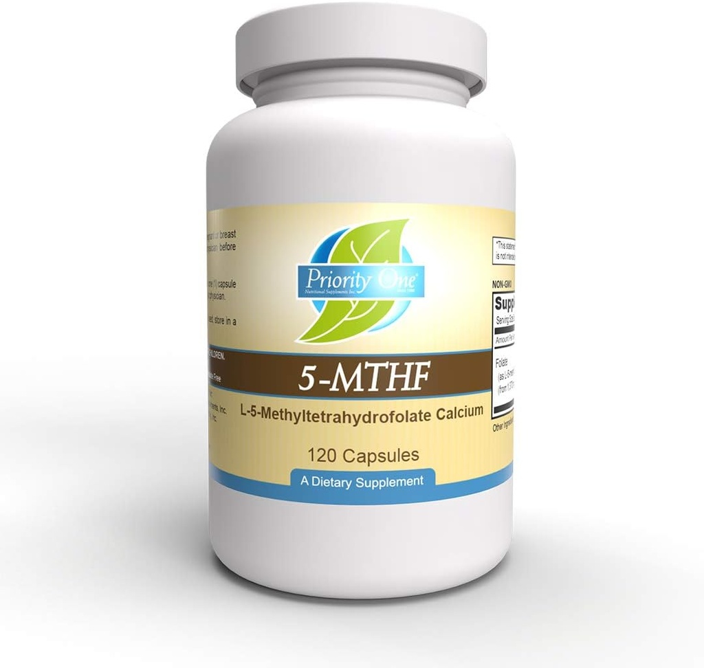 Prioriteetti One Vitamiinit 5-MTHF 1 mg Folaatti täydentää Biosablet Active Form B9 120 Kasvissyöjä kapselit [6]-5-Metyylitetrahydrofolaatti Methylation