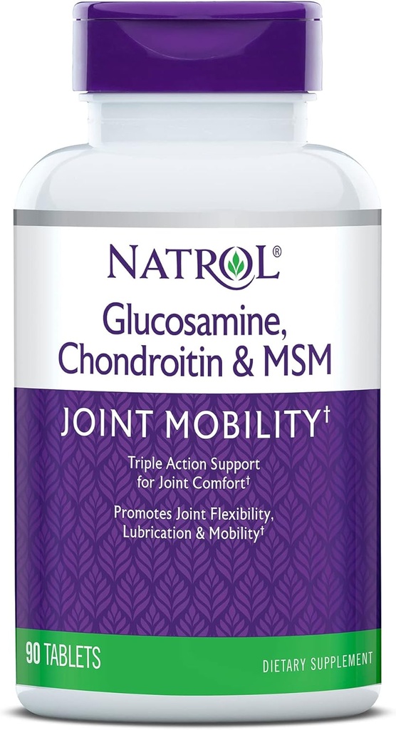 Natrol Glucosamine, Chondroitin och MSM, Joint Mobility, Tablets, 90 Count (Pack of 12)