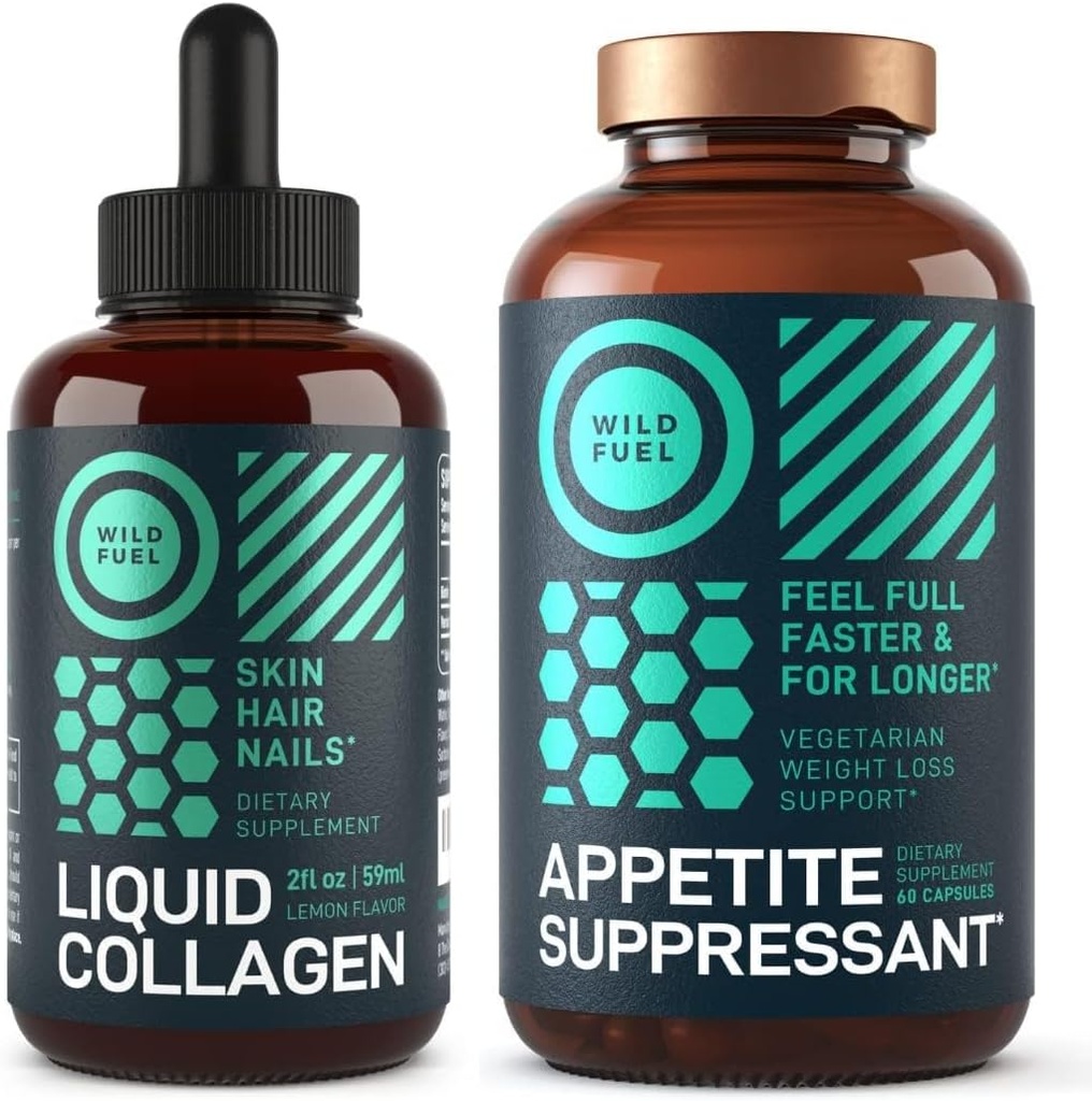 WILD POLTTOAINE Liquid Collagen ja ruokahalua Suppressant Health and Wellness Bundle