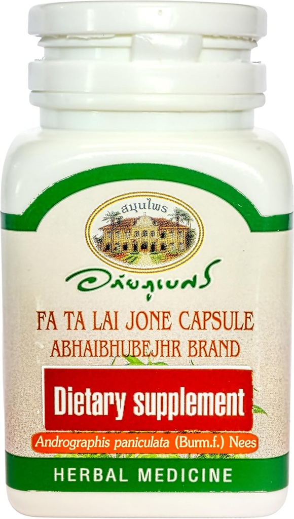 Andrographis Paniculata Herbal Dietary Supplement, 60 kapselia, FA Ta Lai Jone (Indian Echinacea, Chuan Xin Lian, Chiretta, Kalmegh). Tuonti Thaimaasta.