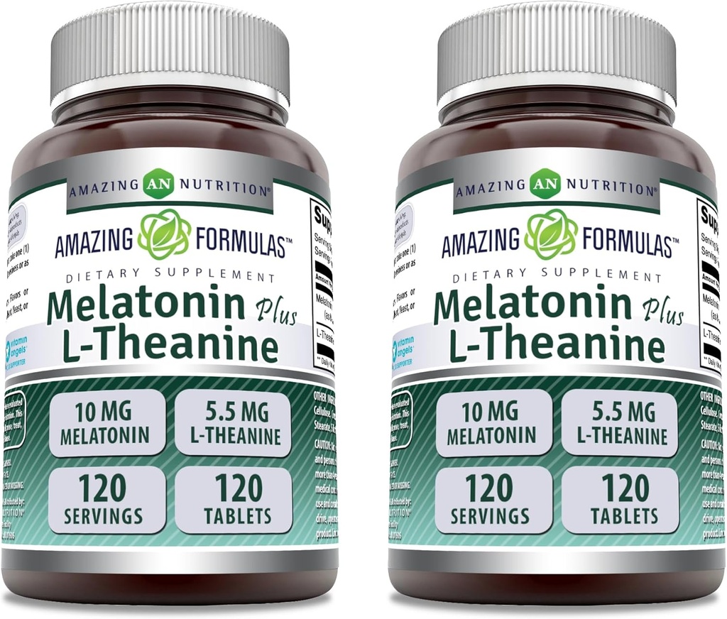 Amazing Formula Melatoniini 10 Mg Plus L-Theanine 5.5 Mg Supplement ... 120 tablettia