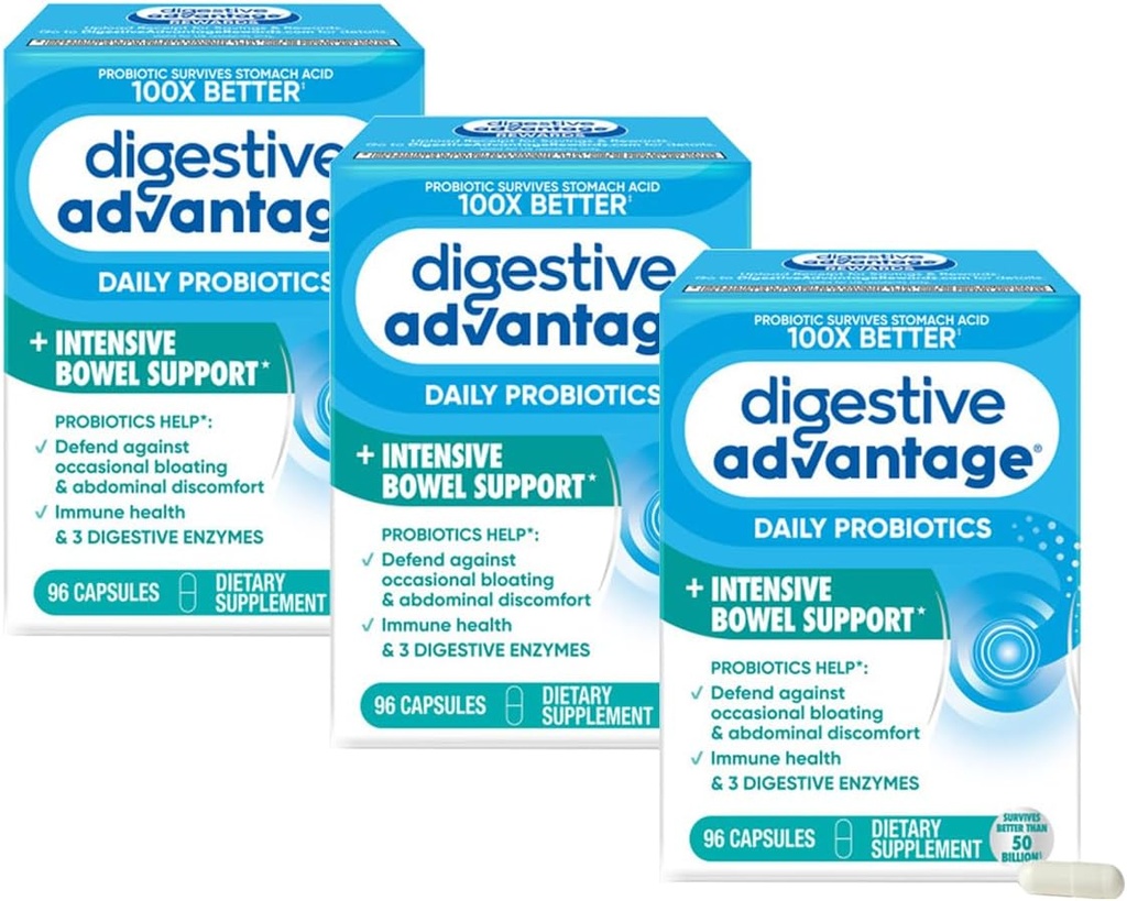 Ruoansulatuskanavan edut Intensive Bowel Support, 96 kapselia (paketti 3)