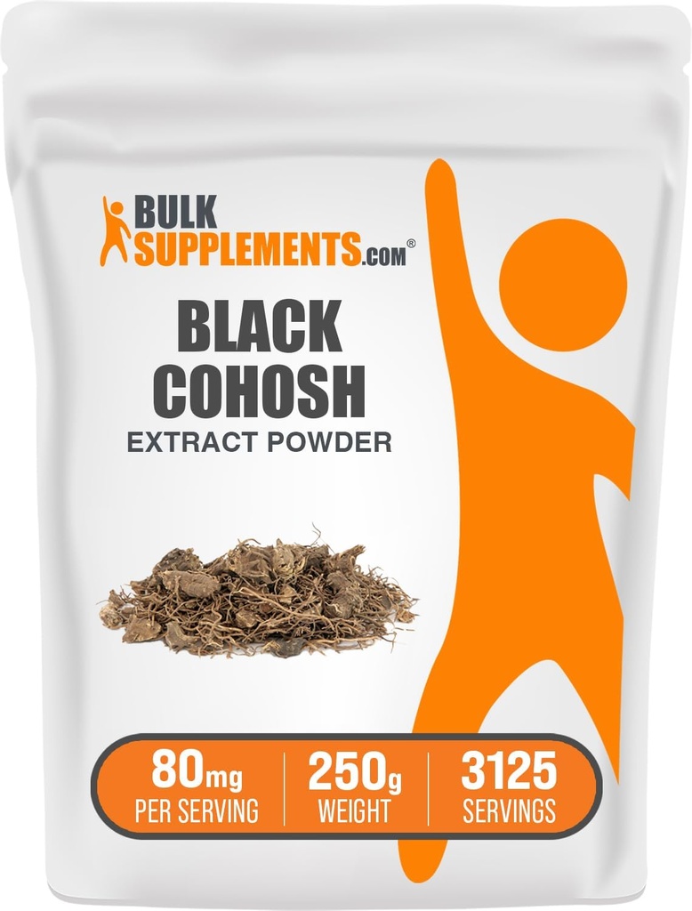 BulkSupplements.com Black Cohosh Extract Powder - alkaen Black Cohosh Root, Herbal Supplement - Vegan & Gluteeniton, 80mg per Serving, 250g (8.8 oz) (pakkaus 1)