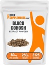 BulkSupplements.com Black Cohosh Extract Powder - alkaen Black Cohosh Root, Herbal Supplement - Vegan & Gluteeniton, 80mg per Serving, 250g (8.8 oz) (pakkaus 1)