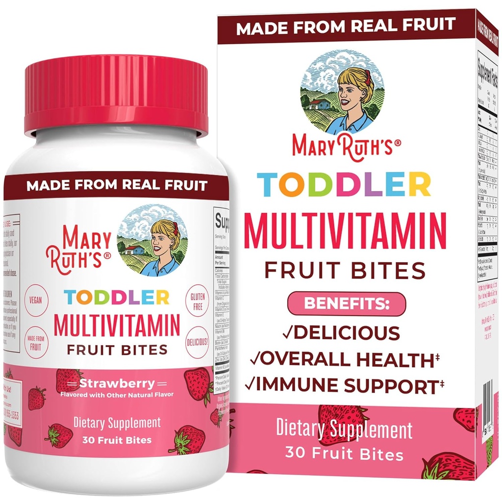 Kids Multivitamin Fruit Bites av MaryRuth | Toddler Multivitamin Ages 1 & Up | Immun Support Supplement | Barn Vitaminer | Vitamin D | Vitamin C | Vegan | 30 Servings