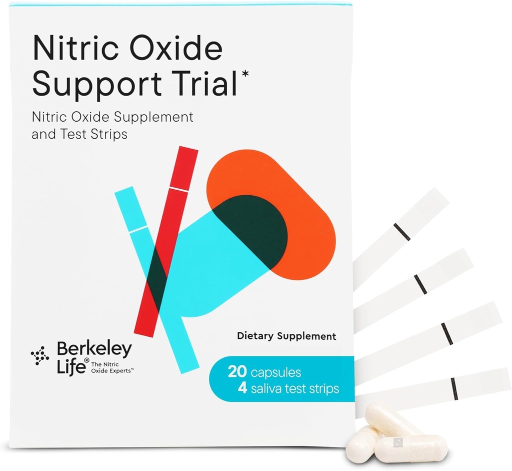 Berkeley Life Professional - Typpioksidi Booster & Test nauhat - 20 päivän kapselit ja 4 testiliuskat - Trial Pack