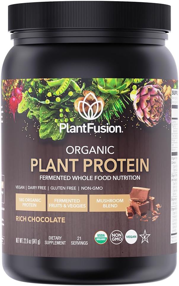 SOTRU Organic Vegan Protein Powder - Whole Food, Plant Based Protein Powder med grön Superfoods, Enzymes & Probiotika - USDA Certified Organic, Non-GMO, Gluten-Free - Chocolate 18.5 uns, 21 portioner