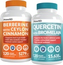 21-in-1 berberiini täydentää Ceylon kaneli Kromi, Bitter Melon ja vihreä teeuute (120 ct) & 28-in-1 Quercetin kanssa bromaliini täydentää immuunipuolustusta tukea (120 ct)