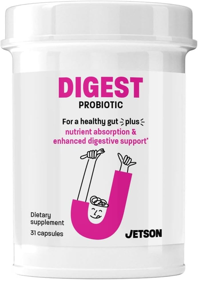 Jetson Digest - Digestion & Immuunituki Probiootti Formulation ... Edistää säännöllistä bowel liikkuvuutta, parantaa digestiota ja turvotusta, tukee immuniteetteja - Gluteeniton, kasvissyöjä, ei-GMO (31 kreivi)