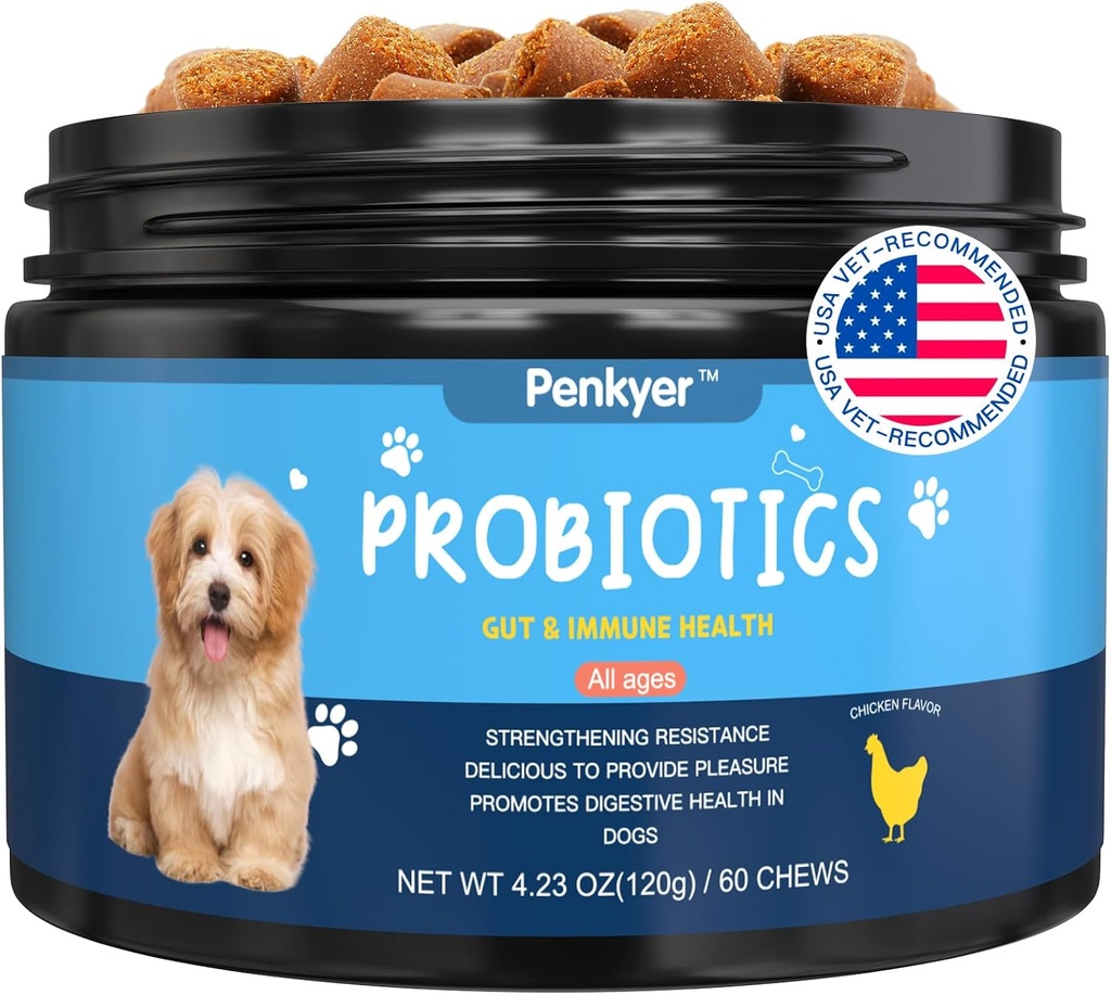 Probiootit koirille, Dog Probiootti Chews for Gut Immuniteetti Terveys Hiiva kutina ihon korvat pentu Probiootti Ruoansulatuskanavan entsyymit prebiootit puristaa vähentää ripuli kaasu allergies