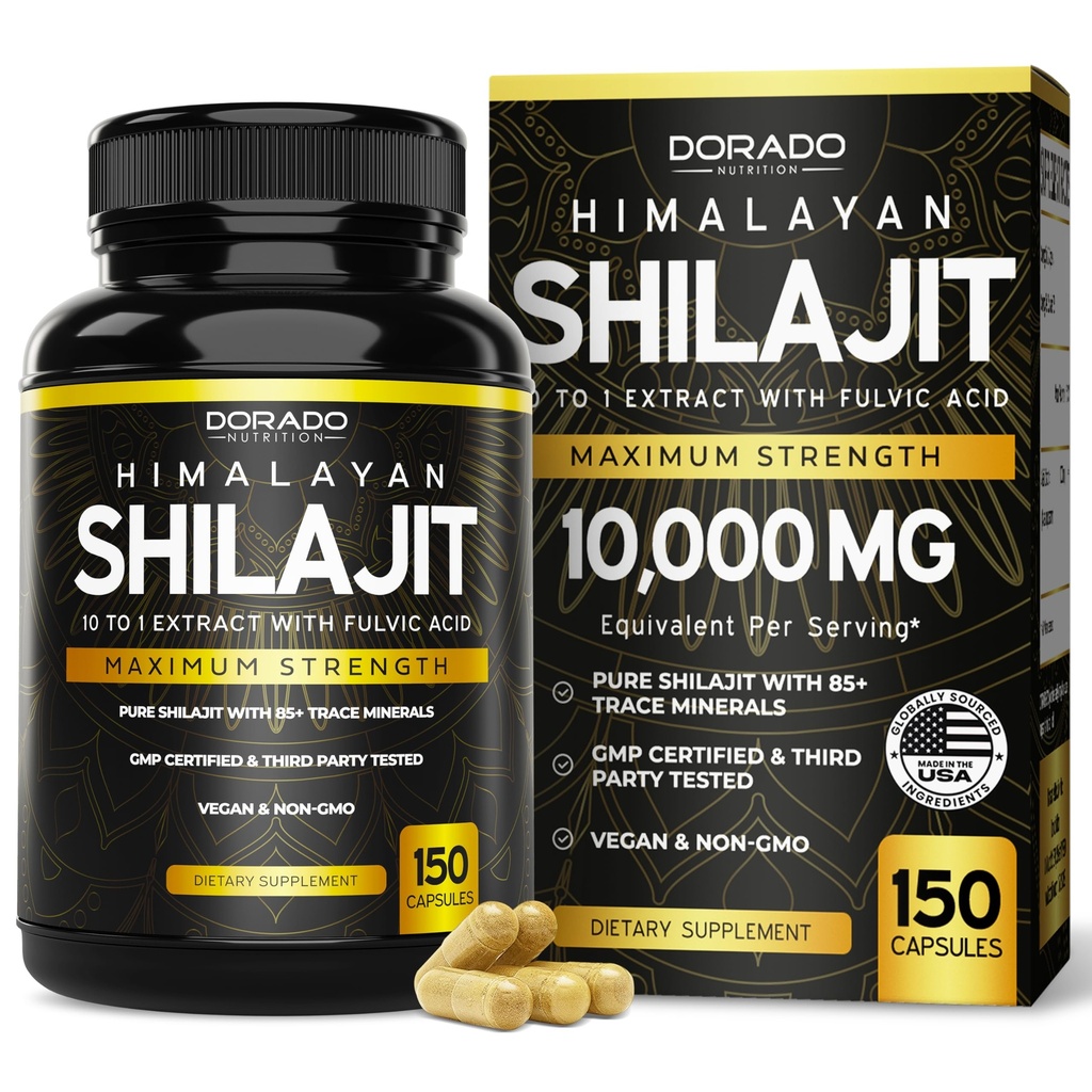 Shilajit Capsules med 85+ Trace Minerals (75 Day Supply, 1000mg Extract per Serving) Himalayan Shilajit för Män & Kvinnor med Fulvic Acid - Tredjepartstestade Supplement, Non GMO, Vegan & USA Made