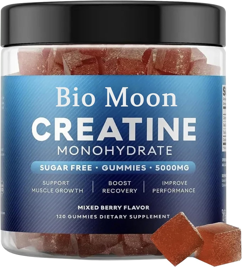 Kreatiini Monohydraatti Gummies 5000 mg miehille ja naisille, purukumia Creatiini Monohydraatti lihasvoimaa, energia Boost, Pre-Workout täydentää(120 Count) - sekoitettuja Marjat maku