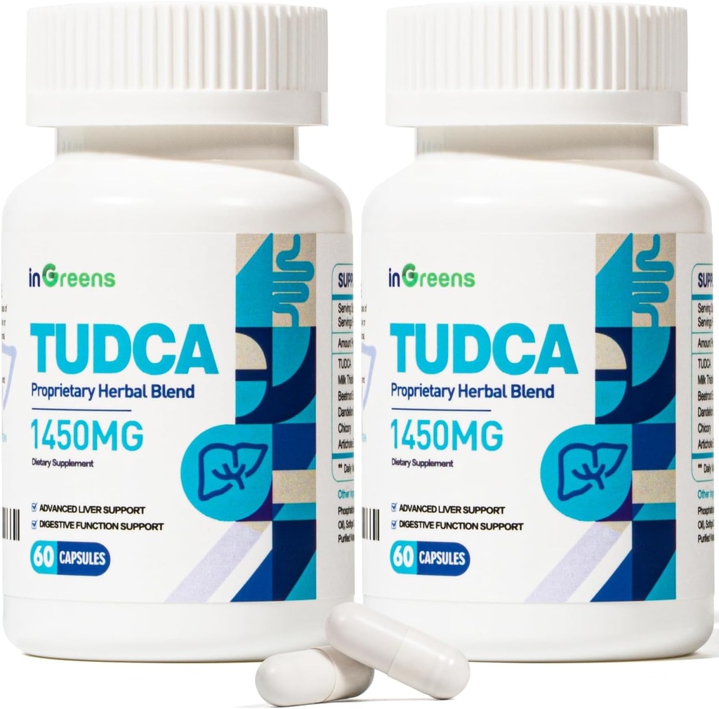 1450MG TUDCA Liver Supplement, Bile Salts Liver Support Complex, Liver Health for Liver Munuaisten puhdistus Detox ja korjaus, 60 kapselia