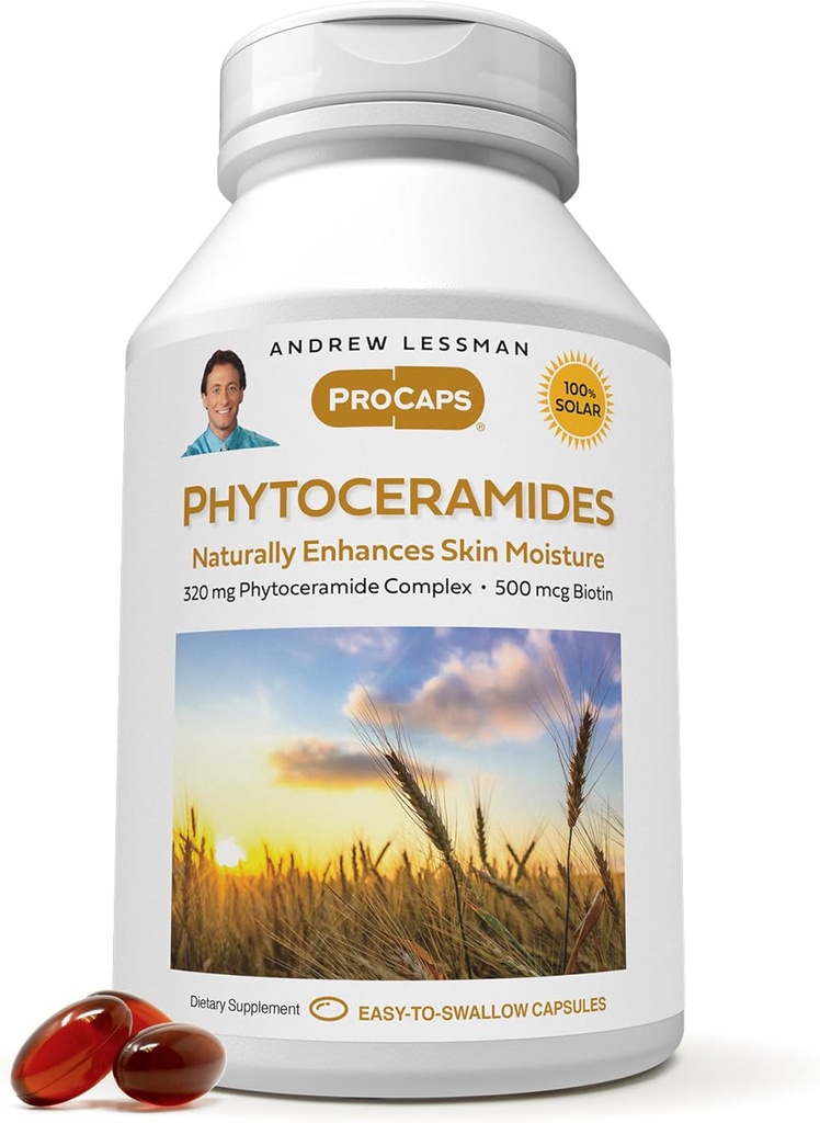ANDREW LESSMAN Fytoceramideja Biotin 240 Softgels - Skin Luonnollisesti parantaa pehmeä, pehmeä, Radiant iho. Ei lisäaineita. Pieni Helppo niellä Softgels