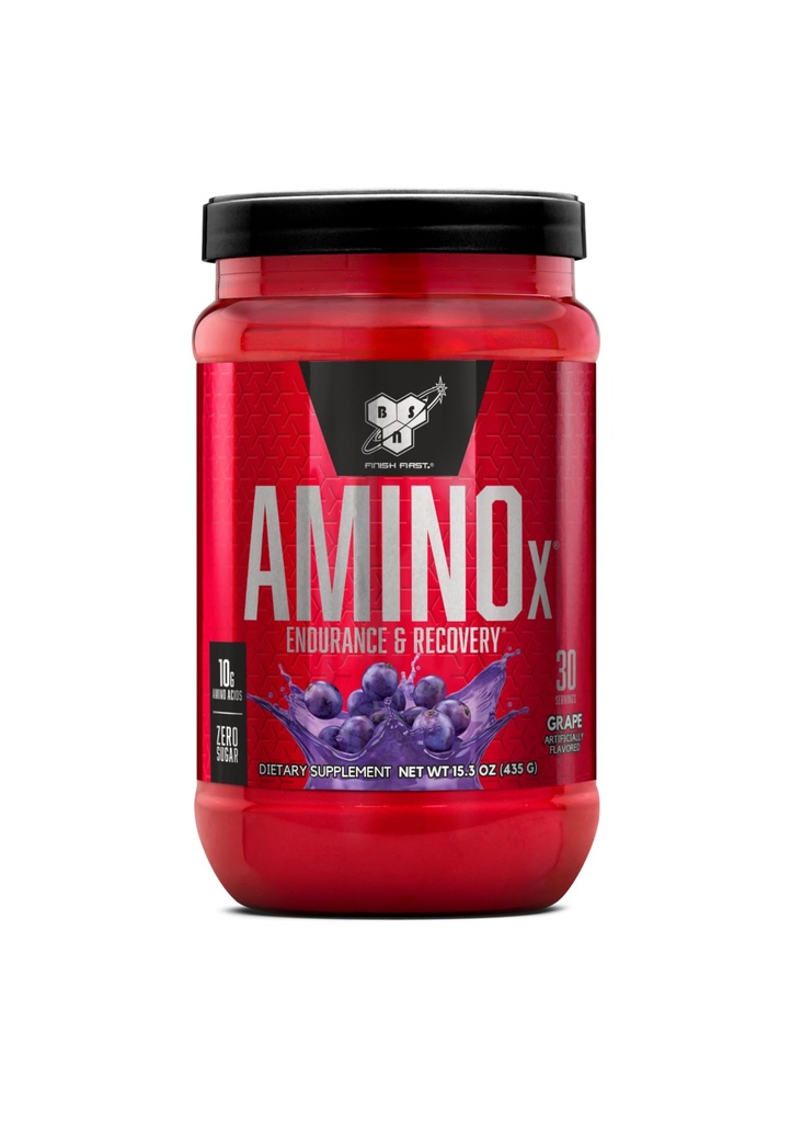 BSN Amino X lihasten Recovery & Endurance Powder with BCAAs, 10 grammaa Aminohappoja, Keto Friendly, Kofeiiniton, Tuki Endurance, Zero Sokeri, Rypäle, 30 annosta (Pakkaus May Vary)