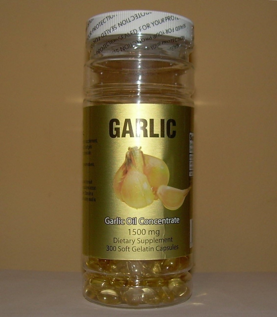 Valkosipuliöljykonsentraatti 1500 MG, kolesteroliton, 300 pehmeää liivatekapselia