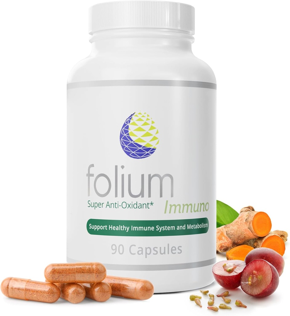 Folium-immuno-inflammatoriset lisäravinteet ja männynosat, rypälesiemen, inkivääri, kurkuma, vihreä tee, valkoinen paprika ja granaattiomenauutteet