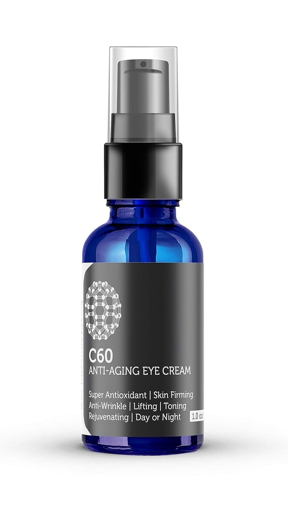 C60 Anti-Aging Eye Cream 30 ml kanssa Matrixyl 3000, Tripeptide-5, Hydrating kasviperäinen hyaluronihappo ja C-vitamiini miesten ja naisten valmistettu orgaanisia ainesosia