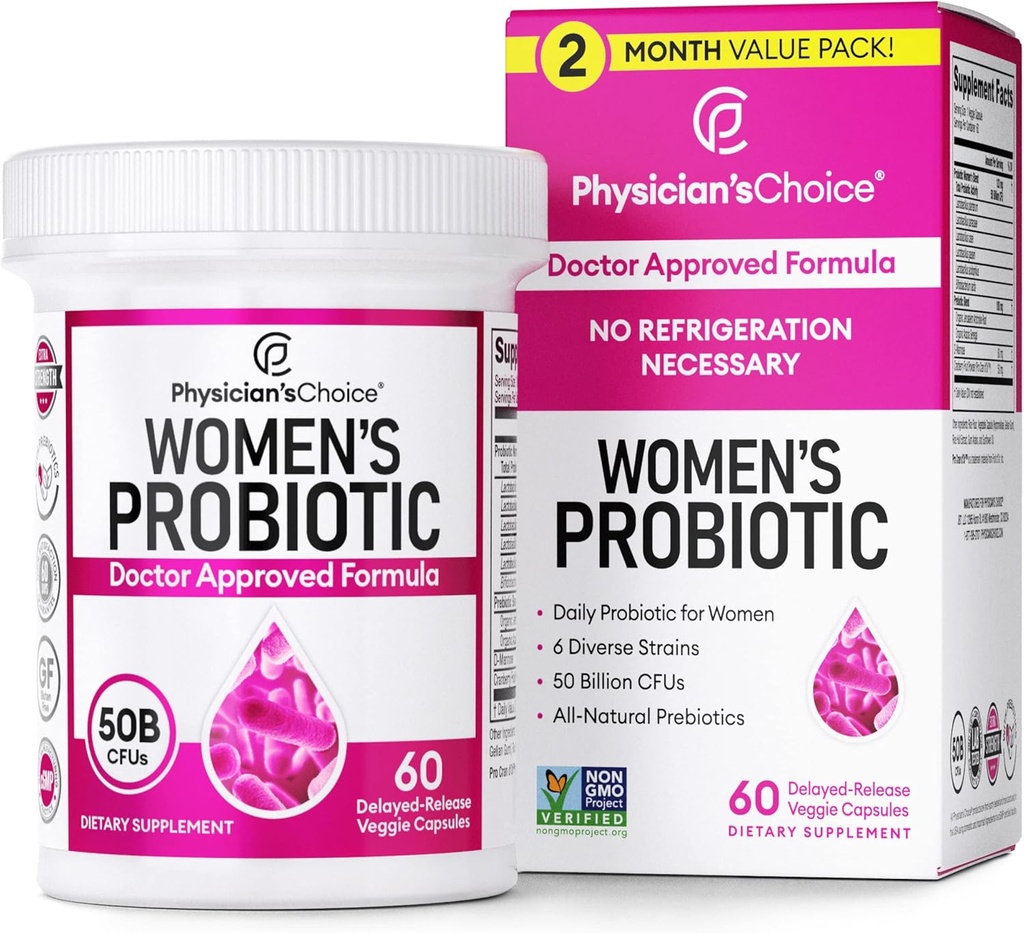 yhn Women's Probiotic 50 Billion CFU Capsules, probiotiska Supplement för kvinnor med 50 miljarder CFUs Plus kliniskt beprövade ingredienser,60 Ct.