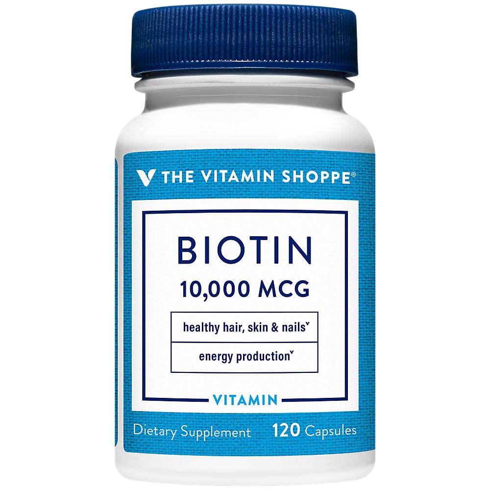 Vitamiini Shoppe Biotin 1000MCG, ravinneaineenvaihdunta Tuki terveille vibrantille hiukset, terve iho ja vahvat kynnet, energian tuotanto (120 kapselia)