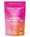 Vaaleanpunainen Stork Organic Aamun sairaus Raskaus Tee - Kuuma tai jääteetä - Synnynnäinen närästys, ruoansulatushäiriöt, ja Ummetus Tuki - 1. Trimester Raskaus Täytyy olla - Inkivääri persikka, 15 Sachets