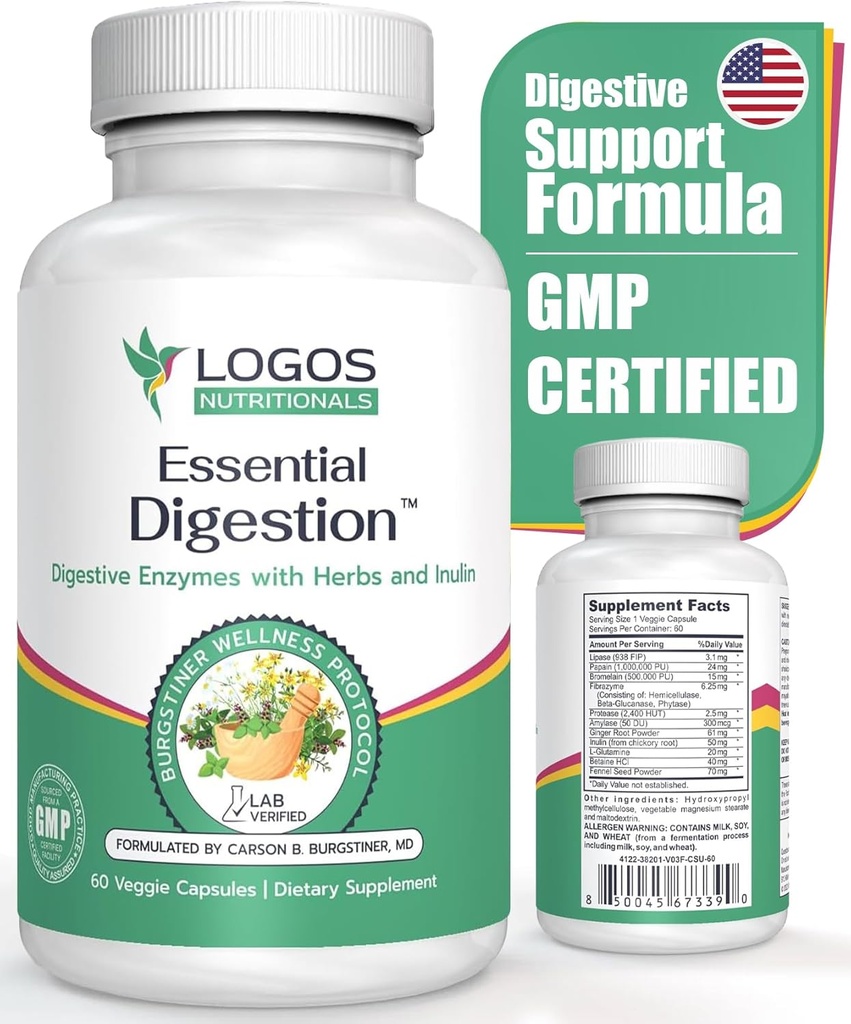 Essential Digestion 90 Veggie Caps - Ruoansulatuskanavan entsyymit parantaa ruoansulatusta ja Gut Health ja Release Ruoansulatus - miesten ja naisten