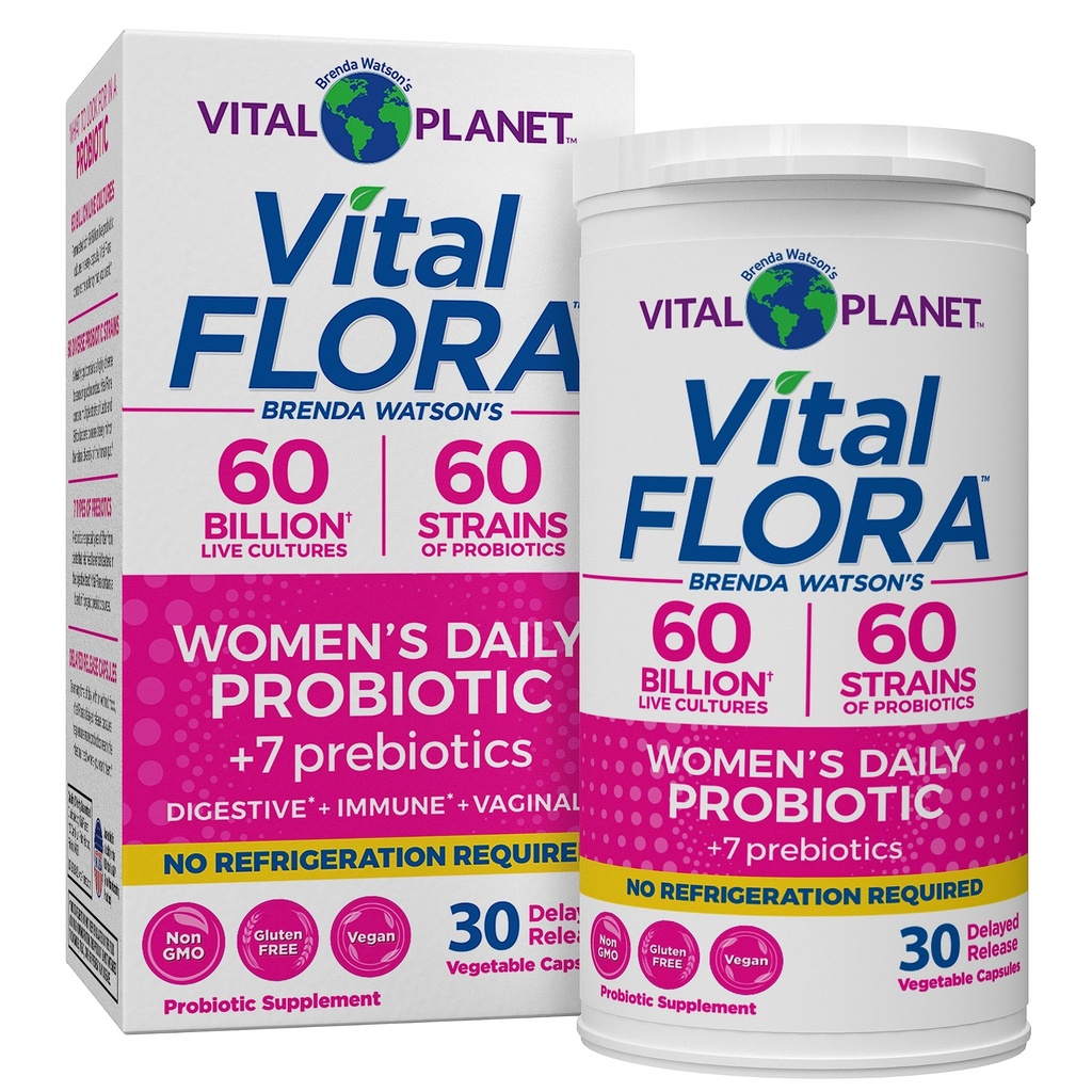 Elinvoima planeetta - Vital Flora Probiootit naisille 60 miljardia PMY, Diverse kanta, Daily Select Stable Probiootti kanssa Organic Prebiootit, emätin tuki, immuuni-ja ruoansulatuskanavan 30 kapselia