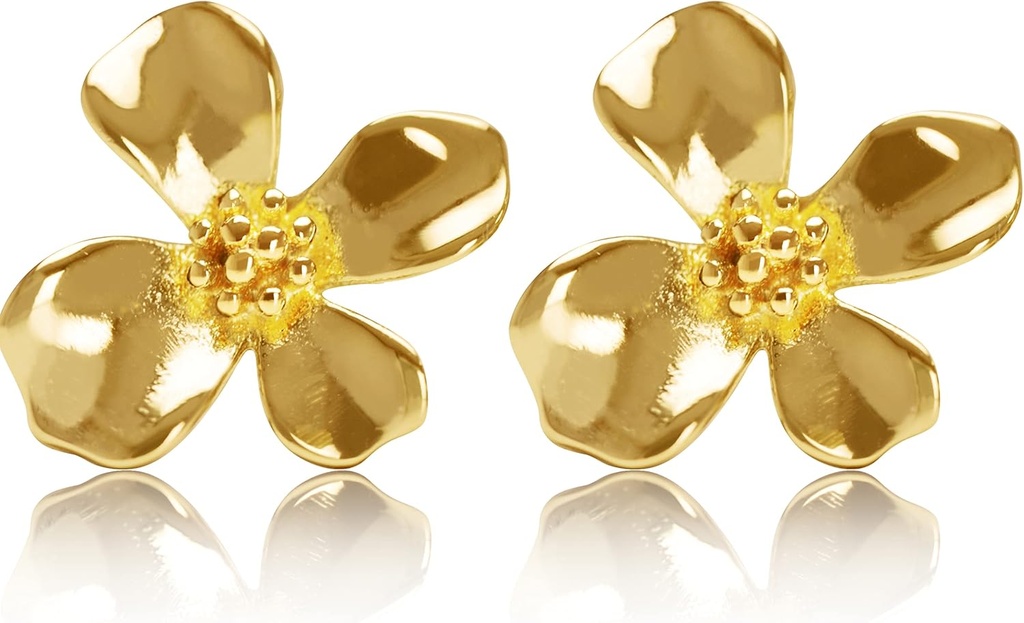 14K Kullattu 925 Sterling Silver Flower Lily Stud korvakorut
