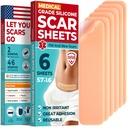 Medicinsk Grade Silicone Scar Sheets - 6pk (5,7 "x1,6") - Synlig skillnad på kirurgiska & Keloid Marks - Återanvändbar C-Sektion Scar Silicone Strips - Lätt att använda Strips