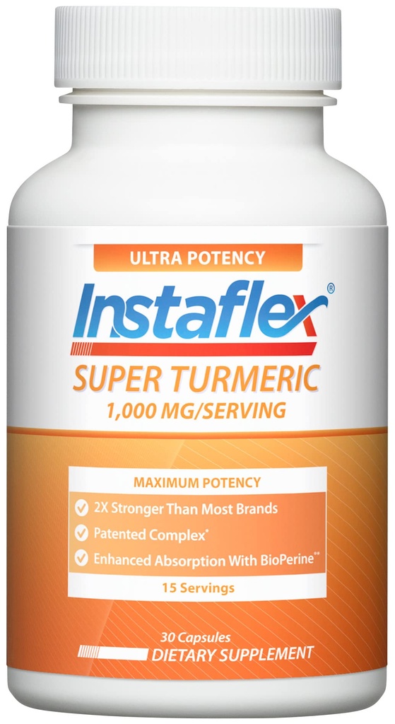 Instaflex Super Turmeric - 1000 mg Turmeric Curcumin BioPerine, Black Pepper Extract, 95% Curcuminoidit, 30
