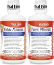 Vital Earth Minerals Fulvic Minerals Liquid – Fulvic Acid Supplement med 70+ Trace Minerals, Electrolytes för energi & Vitality, 32 Oz Ea + 1 Oz Cup