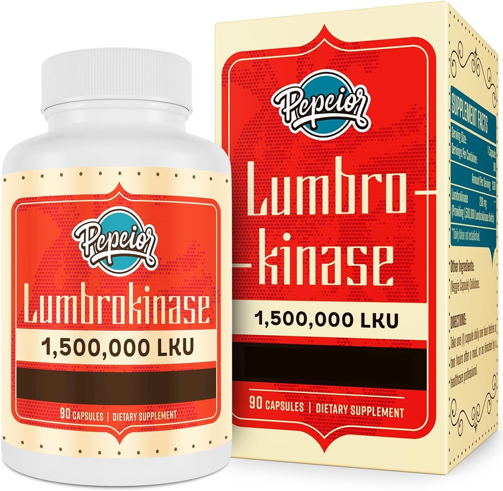 Lumbrokinase 200mg (Max Activity 1,500,000 LKU) - Lumbrokinase Enzymes Supplement, mer effektiv än Nattokinase - 90 kapslar