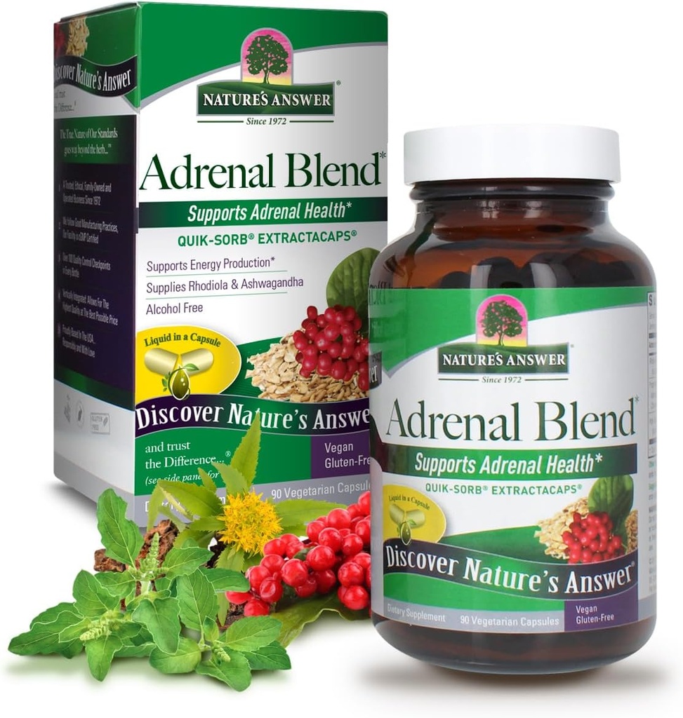Luonnon vastaus Extracaps Adrenal Blend Stressi Pois kasvissyöjä 90 kapselit Vegaaninen kasvissyöjä Kasvisyhdistelmä Ruokavalion täydentää No Harm