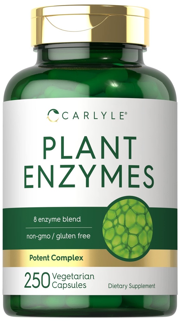 Carlyle Plant Enzymes with Protease, Papain, laktaasi ja bromelain 250 kapselia