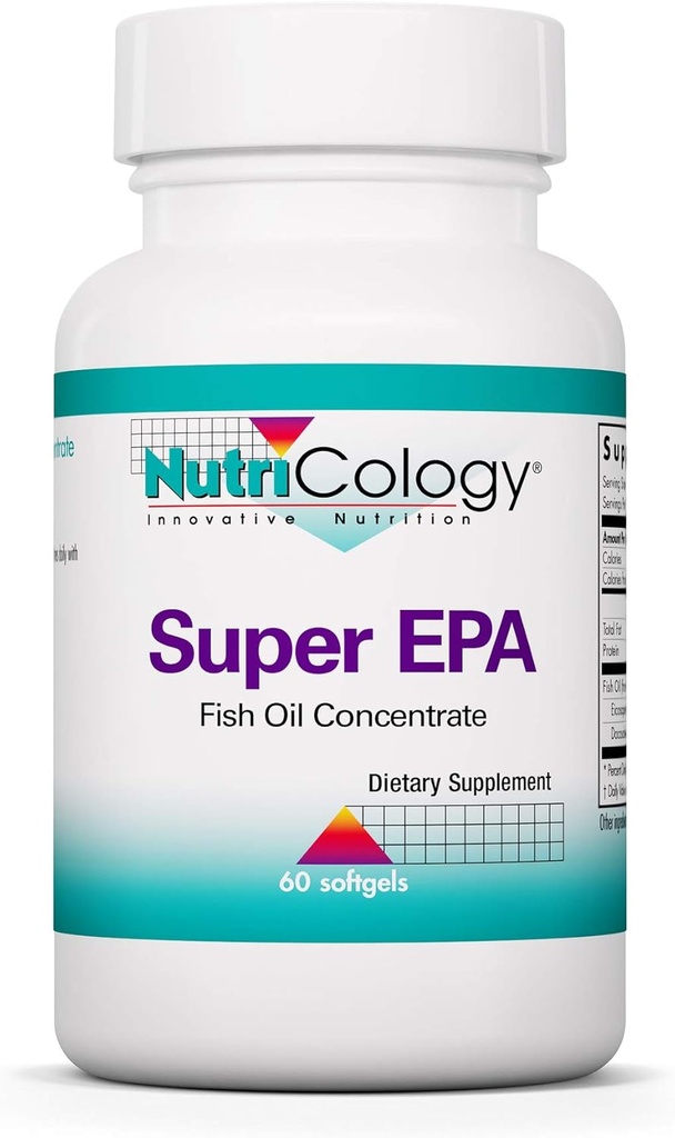 Nutricology Super EPA - Omega 3 Supplement, Fish Oil Concentrate, EPA, DHA, Omega 3 Rasvahapot, kestävästi peräisin Anchovies, Softgels - 60 Count