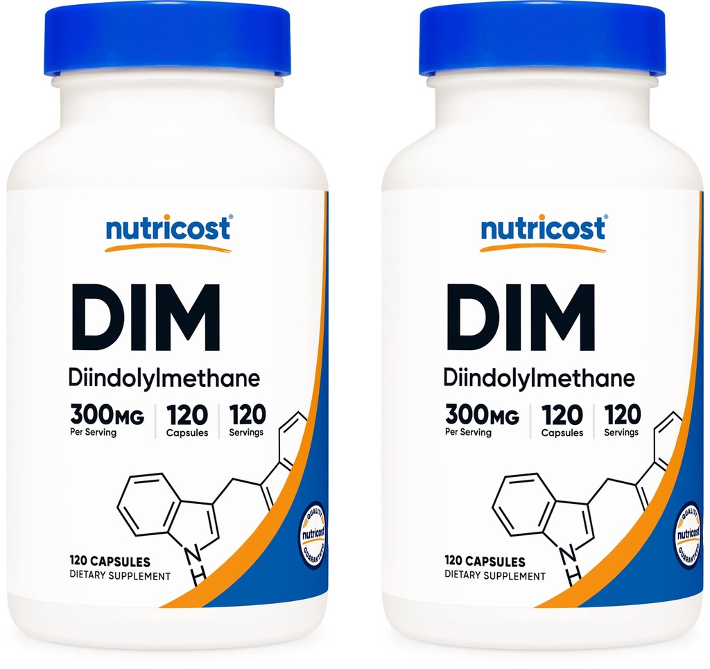 Nutricost DIM (di-indolyylimetaani) 300 mg, 120 kapselia BioPerine (2 pulloa)