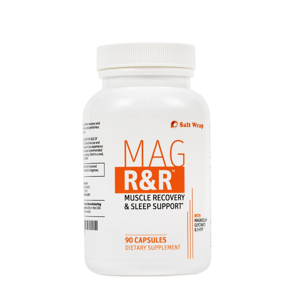 SaltWrap Mag R&R - Nighttime Muscle Cramps Support, Natural Sleep Support för vuxna med Magnesium Glycinate för Muscle Spasm och Leg Cramps Relief, 90 kapslar