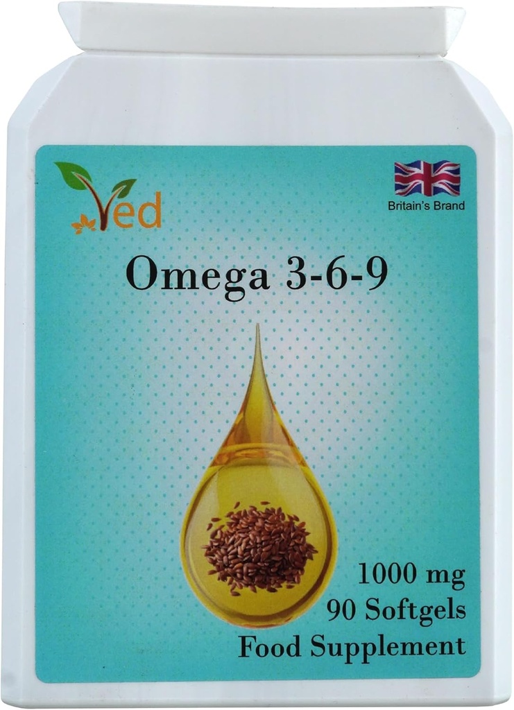 Ved Omega 3-6-9 Food Supplement softgel, från Cold Press Flaxseed Oil, 1000 mg 90 Soft Gel - 90 Days' Supply.