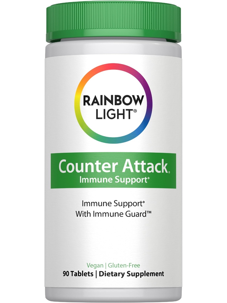 Rainbow Light Counter Attack Immuunituki, Ravintolisä tarjoaa immuuni tukea, kanssa C-vitamiinia, Sinkkiä ja 3 Kohdennettu Herbal Blends, Vegan ja Gluteeniton, 90 kreivi