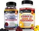 BioSchwartz Elderberry Gummies sinkki ja C-vitamiini aikuisille Immunosupport (1 kuukausi tarjonta) Plus suuri vahvuus D3-vitamiini 5000 IU 125 mikrog (1 vuosi tarjonta)