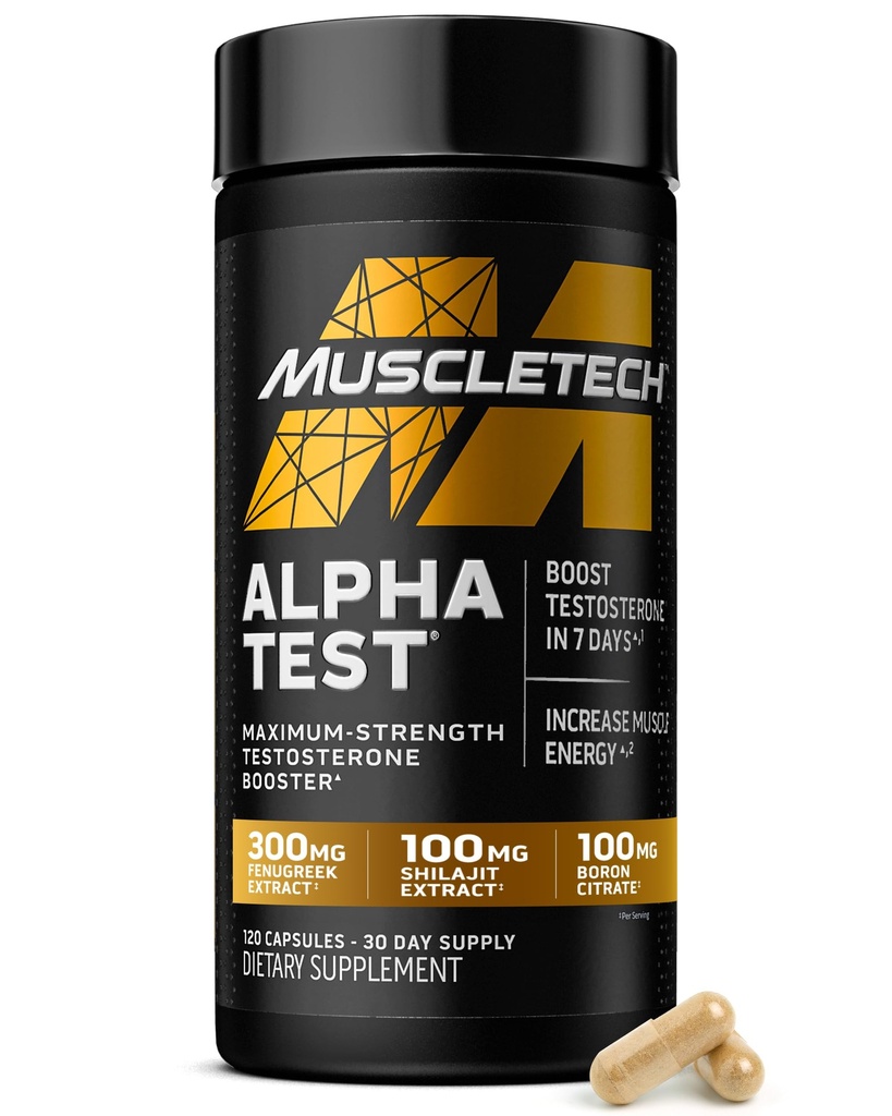 LihasTech Testosteroni Booster miesten, AlphaTest - T-Boost Miesten täydentää Tribulus Terrestris & Boron - Päivittäinen mies kuntosali harjoitus täydentää lihasten kasvua, kestävyys & energia - 120 pillereitä