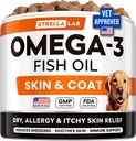 StrellaLab Omega 3 koirille - (180Ct) Kalaöljyhoidot - Allergia ja kutina Relief Iho ja turkki täydentää - kuiva kutiava iho, anti sheddding & Hot Spot hoito - lemmikkilohen öljy Chews - Chicken Flavor