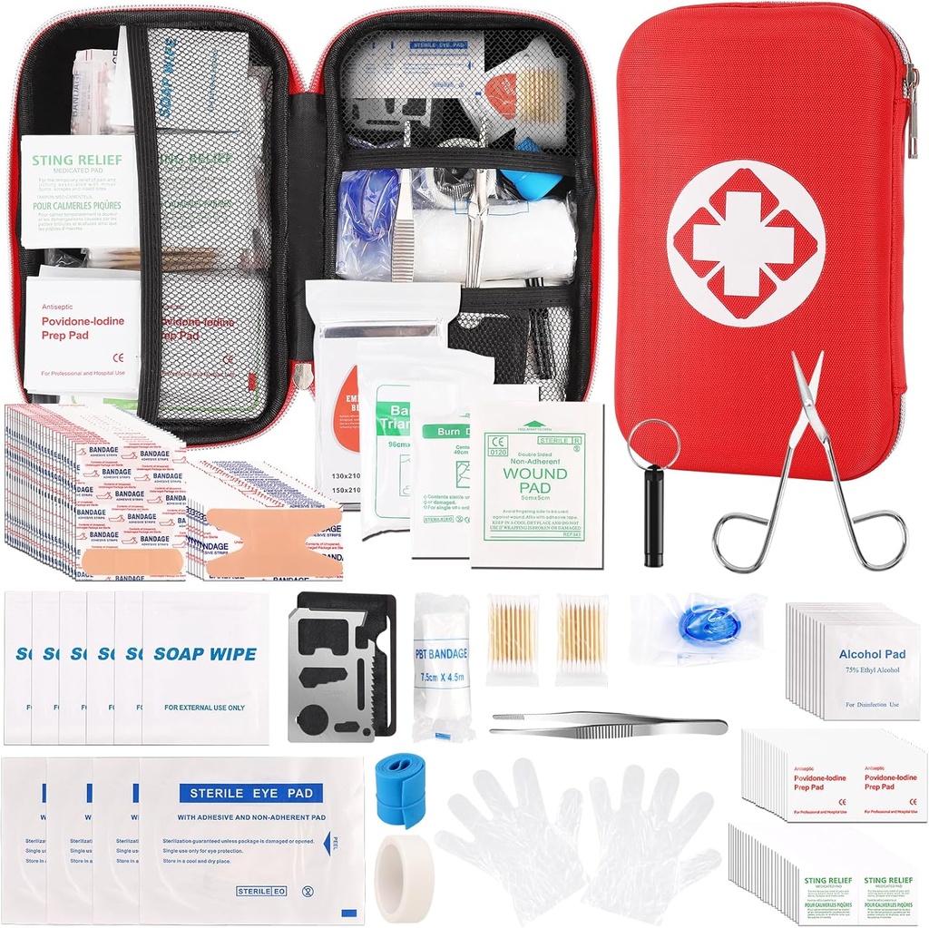 Mini Matkailu Ensiapupakkaus, Hätäpakkaus 201PCS Ensiaputarvikkeet ja vedenpitävä kompakti laukku, Survival Medical Kit koti Autotoimisto Retkeily