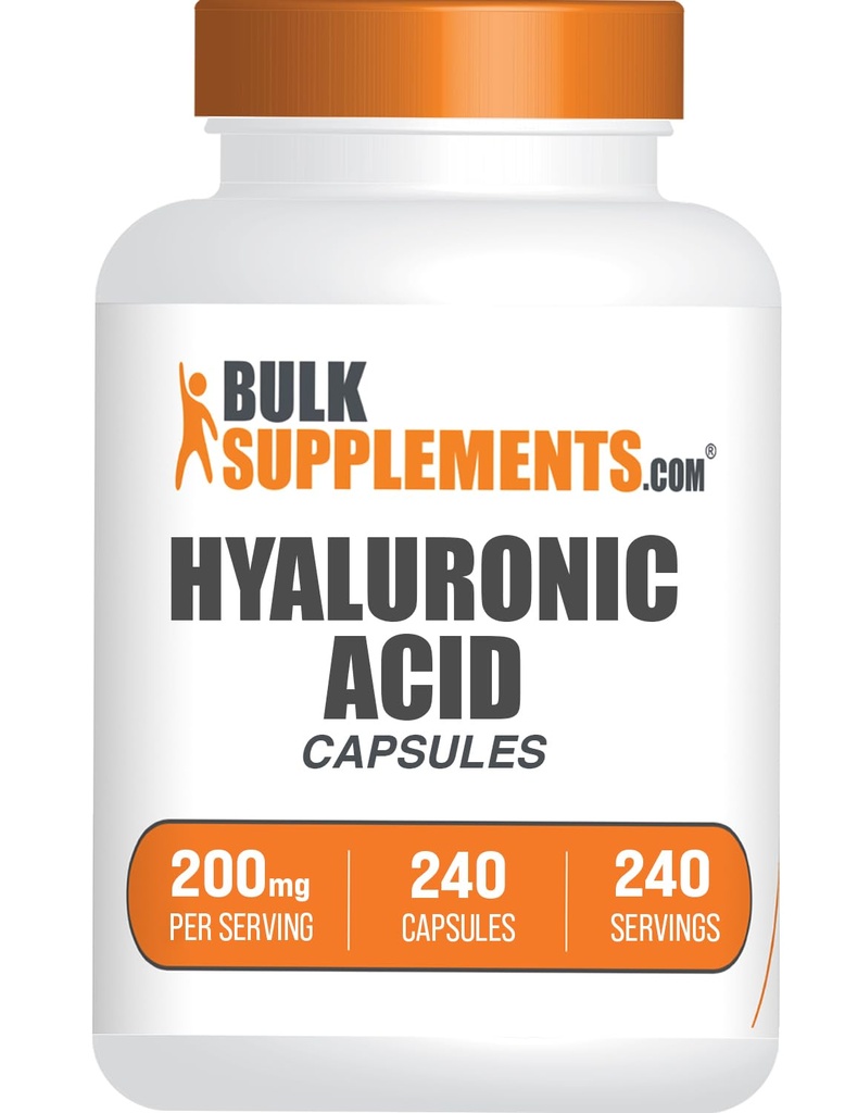 BulkSupplements.com Hyaluronic Acid Capsules - Hyaluronic Acid Supplements, Hyaluronic Acid 200mg - Pure & Gluteeniton, 1 kapseli per annos 240