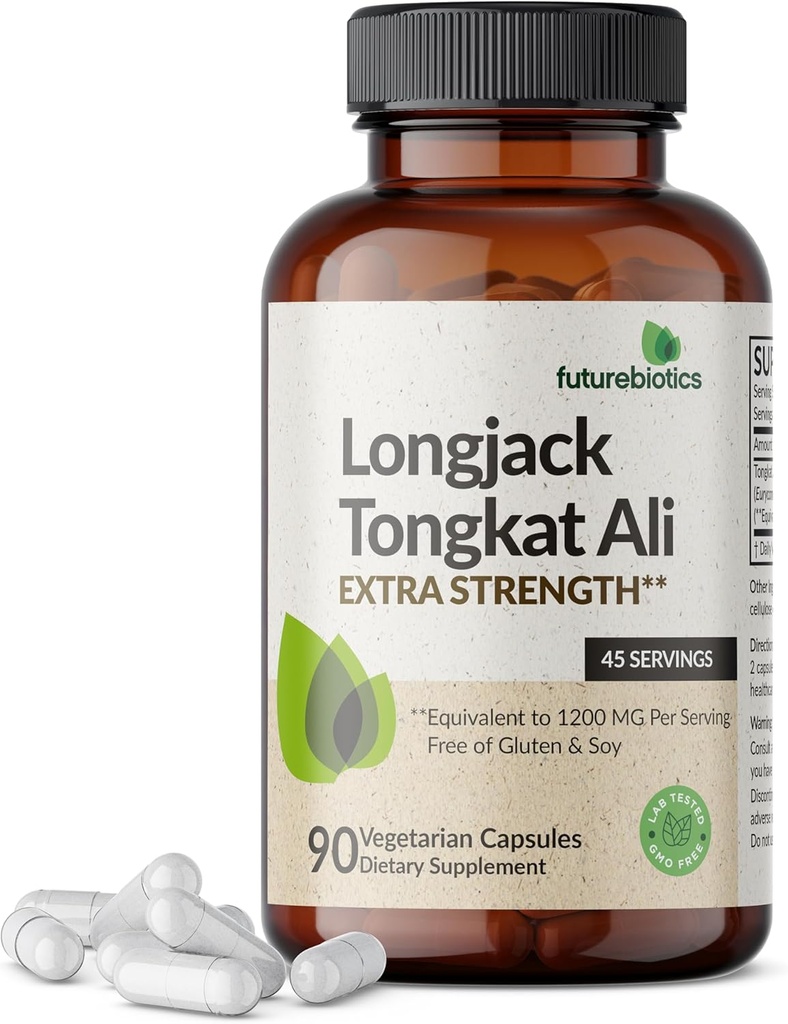 Futurebiotics Longjack Tongkat Ali Extra Strength Energy & Stamina Support - Ei-GMO, 90 Kasvissyöjä Kapselit