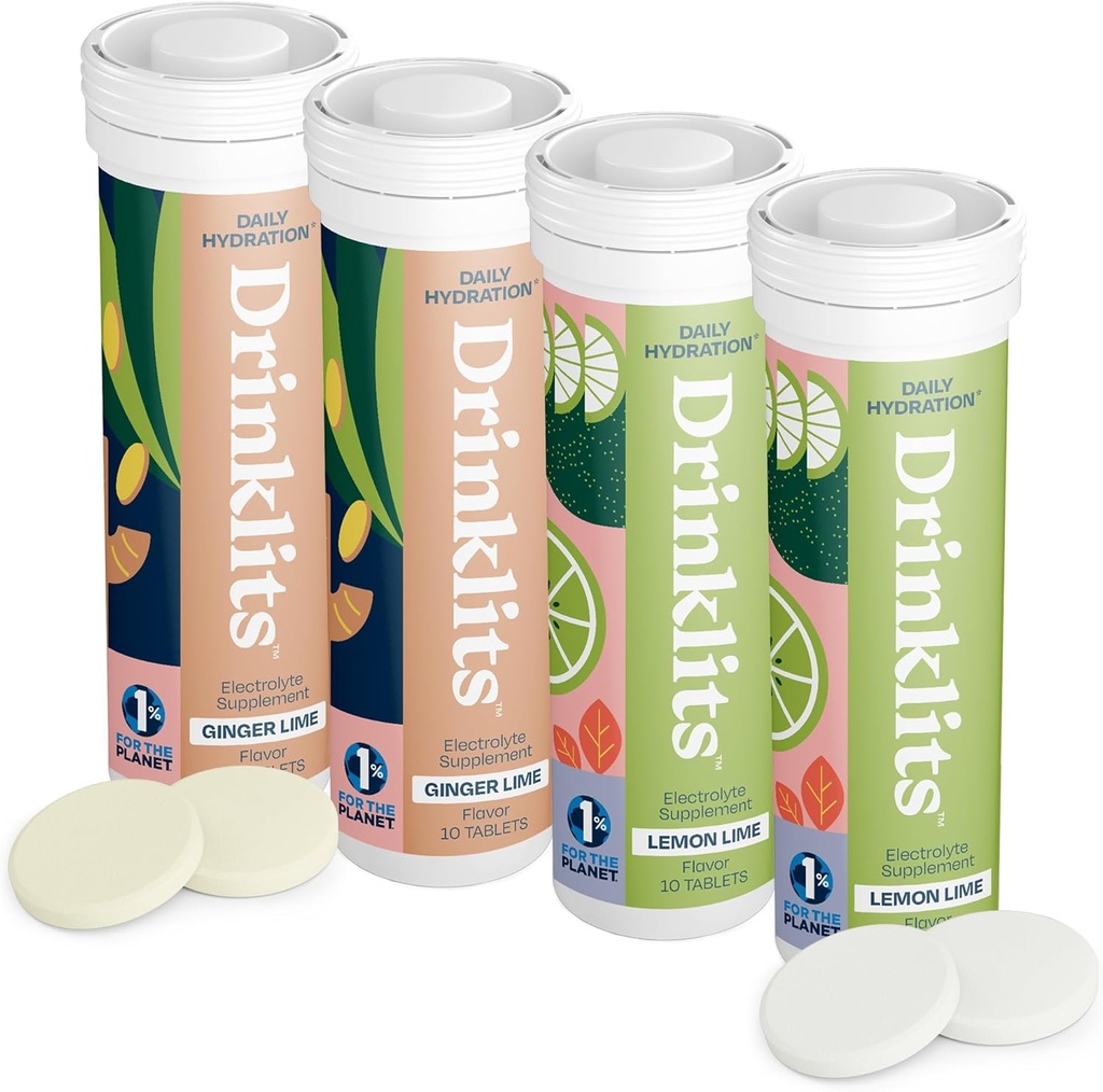 Drinklits Inkivääri-Lime & sitruuna-Lime Electrolyte Tabletit (4) Tube Bundle 