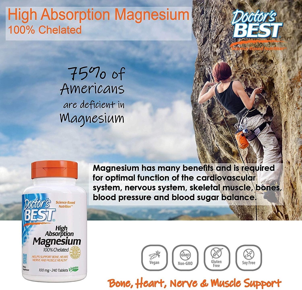 Suuri imeytyminen Magnesium Glycinate Lysinate FamilyValue 2Pack (240 tablettia) XOX# Doctor's
